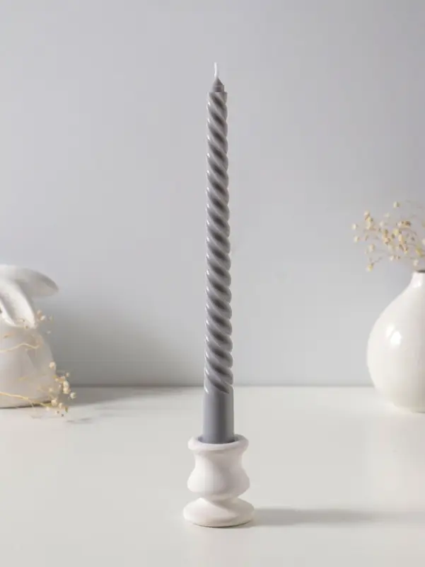 Набор свечей витых 25 см, 3 шт., 57 г, 5 ч, серый