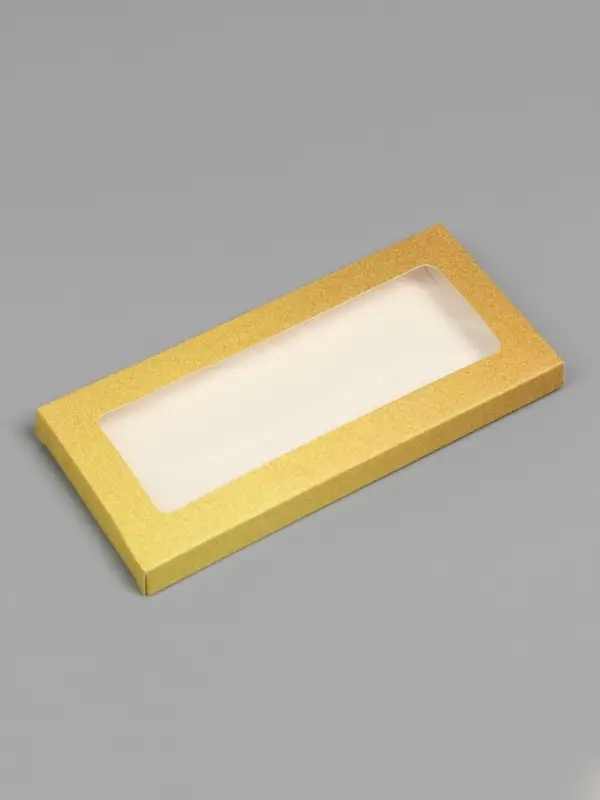 Подарочная коробка под плитку шоколада, с окном, золотая, 17×8×1.4 см Подарочная коробка под плитку шоколада, с окном, золотая, 17×8×1.4 см