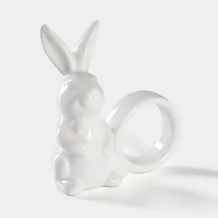 Кольцо для салфеток Доляна &laquo;Зайка&raquo;, 9.1&times;4.3&times;10.5 см, доломит, белое