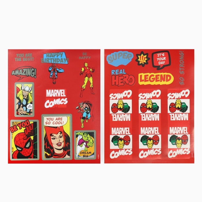 Набор крафтовых пакетов со стикерами, Мстители, 18х22х12 см Набор крафтовых пакетов со стикерами, Мстители, 18х22х12 см