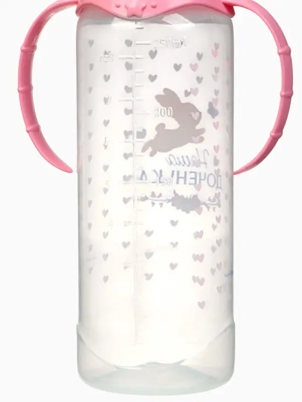 Бутылочка для кормления M&B &laquo;Доченька&raquo;, классическое горло, с ручками, от 3 мес., 250 мл., розовый
