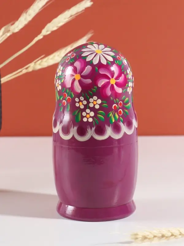 Матрёшка дерево &laquo;Любовь&raquo;, сиреневый платок, 5-кукольная, 19 см