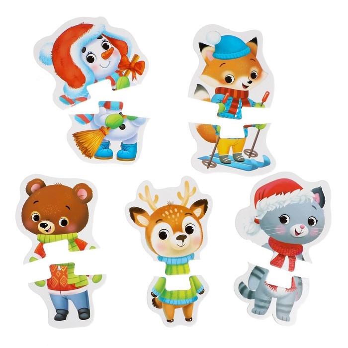 Макси-пазлы «Весёлый Новый год», 5 пазлов, 10 деталей Макси-пазлы «Весёлый Новый год», 5 пазлов, 10 деталей