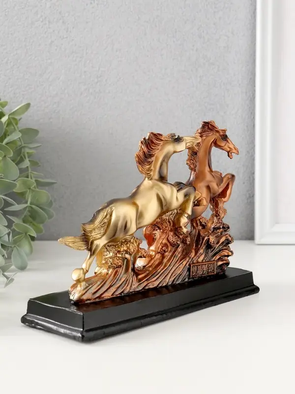 Сувенир полистоун Сувенир полистоун "Лошади скачут по волнам" под бронзу 17,5х6,5х13 см
