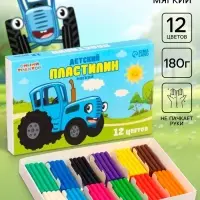 Пластилин мягкий, 12 цветов, 180 г, Синий трактор