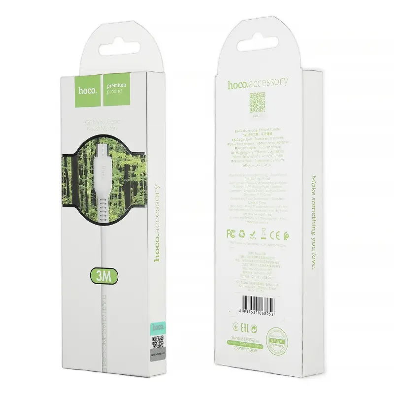 Кабель USB на MicroUSB 3M X20 HOCO белый