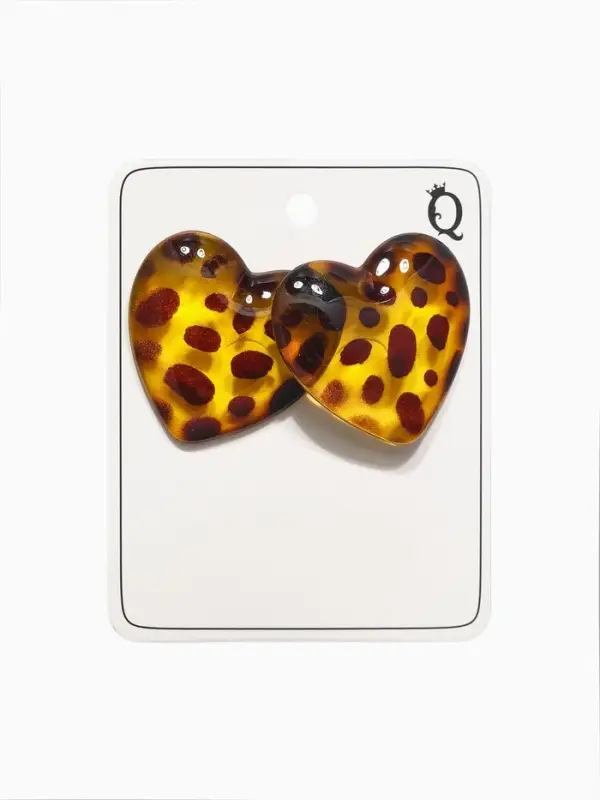 Серьги акрил &laquo;Леопард&raquo;, сердце макси, цветной в серебре