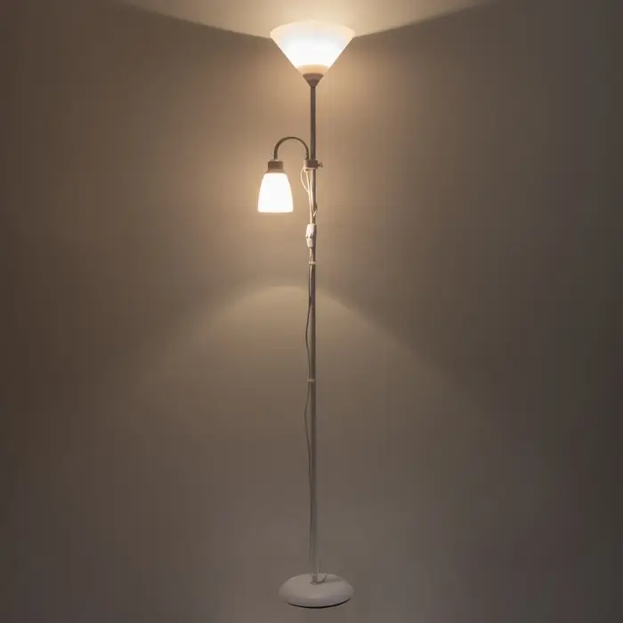 Торшер BayerLux &laquo;Тренд 2&raquo;, Е27 + 1хЕ27, 2&times;40 Вт, 22&times;22&times;180 см, белый