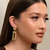 Серьги металл &laquo;Карибы&raquo;, прямоугольные, цвет золото