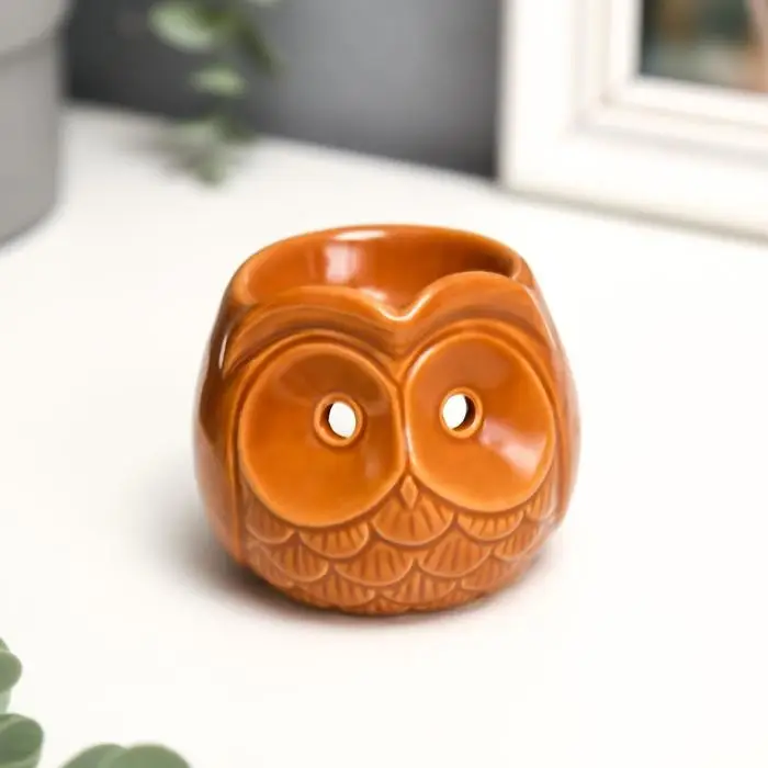 Аромалампа для эфирных масел &laquo;Совёнок&raquo;, керамика под шамот, 6.7&times;7.5&times;7.5 см, МИКС