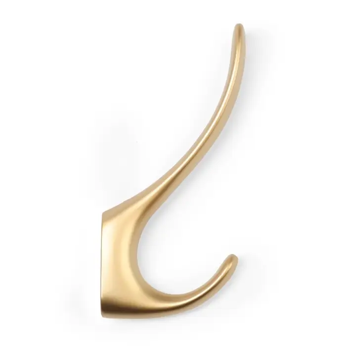 Крючок мебельный CAPPIO HEEL LIGHT 45BSG, двухрожковый, алюминиевый, цвет матовое золото