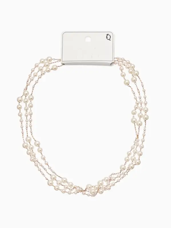 Бусы жемчужные, длинные, d=3.4, 5.6, 8.10, белые в золоте