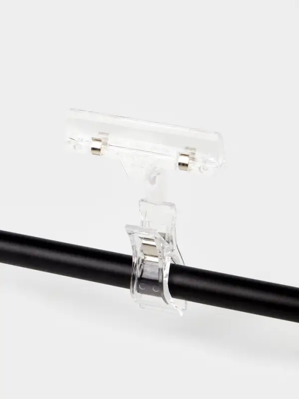 Ценникодержатель с зажимом, d=2 см, 8&times;2.7&times;10.6 см, прозрачный