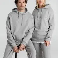 Толстовка с капюшоном унисекс Hoodie, серый меланж, размер XS