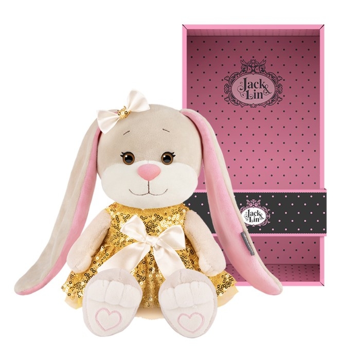 Мягкая игрушка «Зайка Лин в золотом платье с пайетками», 20 см Мягкая игрушка «Зайка Лин в золотом платье с пайетками», 20 см