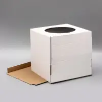 Коробка под торт с окном, белая, 30&times;30&times;30 см