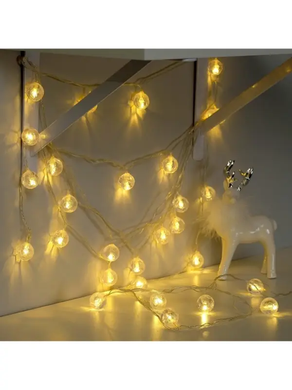 Гирлянда &laquo;Нить&raquo; 5 м с насадками &laquo;Футбольный мяч&raquo;, IP20, прозрачная нить, 30 LED, свечение тёплое белое, 8 режимов, 220 В