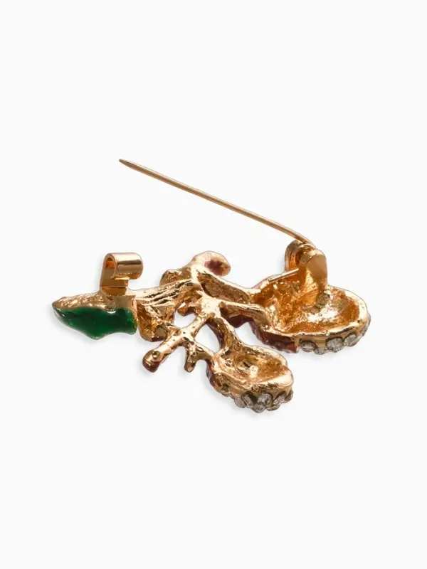 Брошь &laquo;Жёлуди&raquo;, бело-зелёная в чернёном золоте