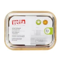 VETTA Контейнер для продуктов 1000мл, крышка бамбук, жаропрочное стекло