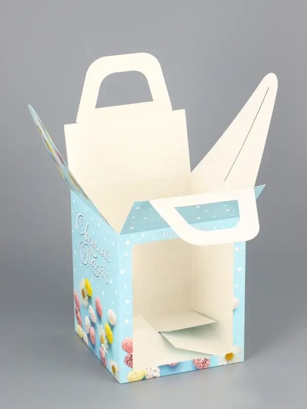 Коробка подарочная пасхальная с окном &laquo;Небесная голубая&raquo; 15&times;15&times;18 см