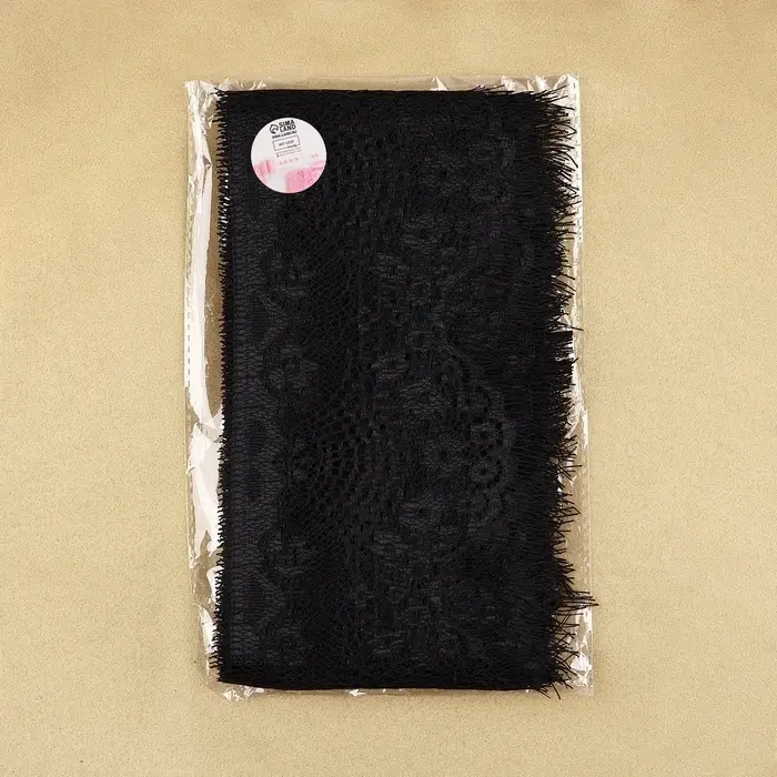 Кружево реснички, 90 мм, 9&plusmn;0.5 м, в бобине 3 шт. по 3 м, чёрное