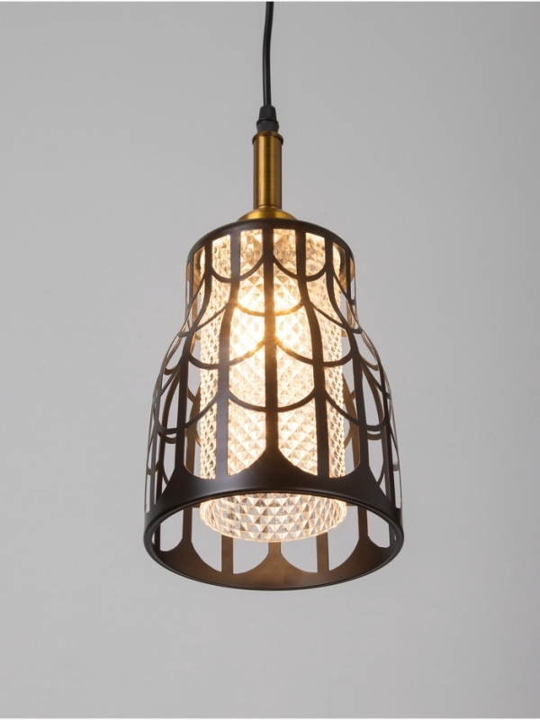 Светильник Светильник "Волны" 1х40Вт Е27 черный/золото 16х16х21+100см