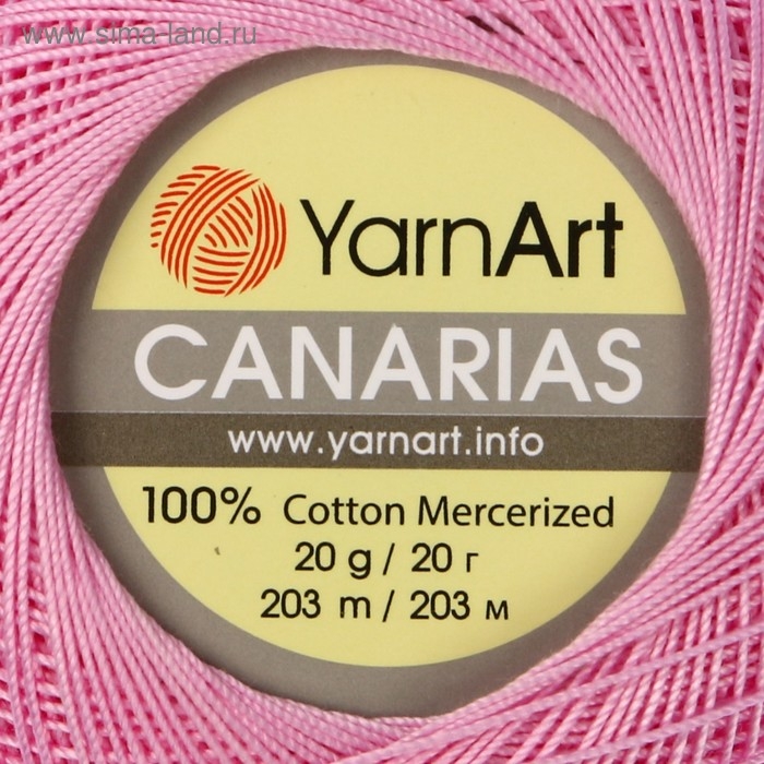 Пряжа  Пряжа "Canarias" 100% мерсериз. хлопок 203м/20г (6319 розовый)