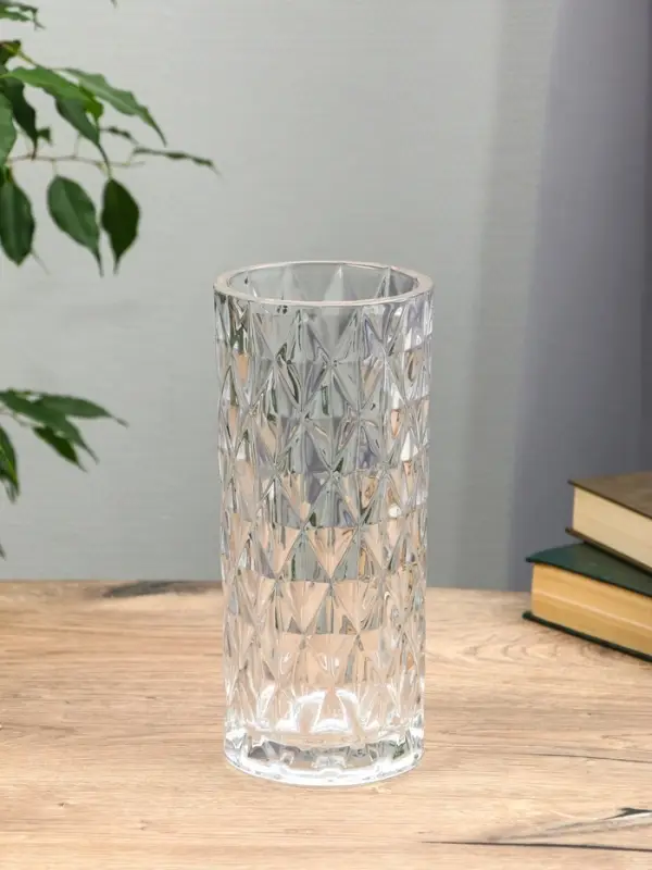 Ваза стекло настольная "Шерри" ромбы, 24,5х10,5 см, прозрачный