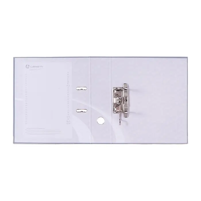 Папка-регистратор А4, 75 мм, ПВХ, металлическая окантовка, карман на корешок, собранная, серая, МИКС