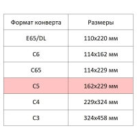 Конверт белый С5 стрип 162х229 80г КОМУС 50 шт/уп