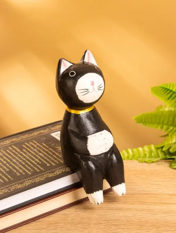 Сувенир «Кот сидячий», 5×6×15 см, дерево, чёрный