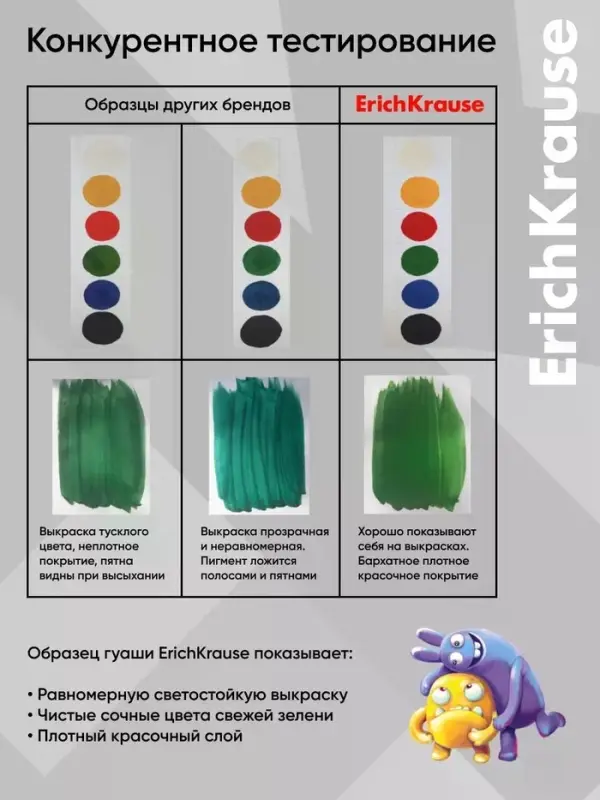 Гуашь 12 цветов х 20 мл, ErichKrause "Jolly Friends Pastel", пастельная гамма, в коробке