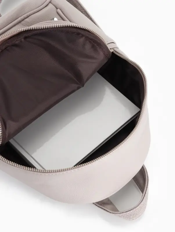 Рюкзак-мини женский на молнии, с карманом, размер 22&times;12&times;25 см, бежевый