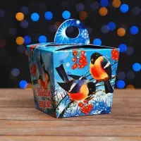 Подарочная новогодняя коробка «Снегири», упаковка, 10×9.2×9.2 см