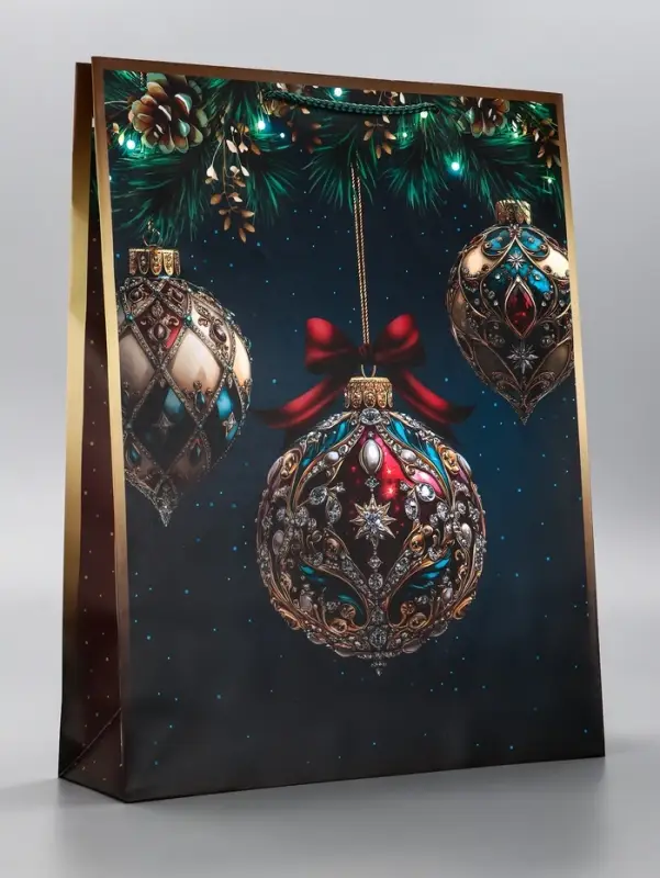 Пакет подарочный новогодний ламинированный, «Шар» , 33×10×42.5 см