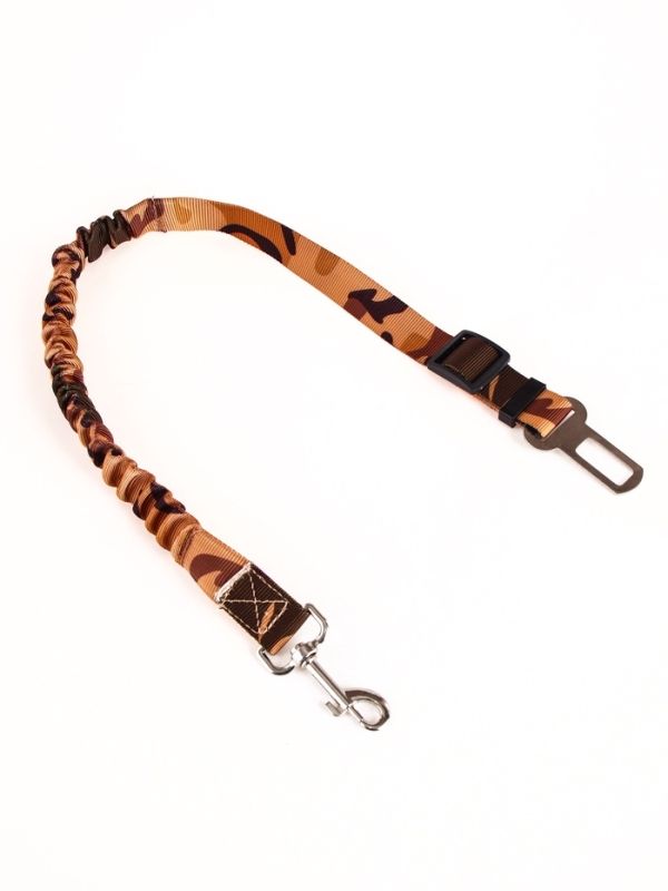 Ремень - поводок безопасности для собак амортизирующий, 50-70 х 2,5 см, коричневый камуфляж Ремень - поводок безопасности для собак амортизирующий, 50-70 х 2,5 см, коричневый камуфляж