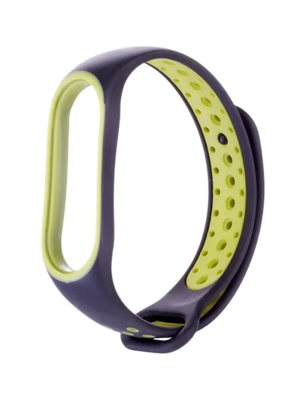 Ремешок для фитнес-браслета Mi Band 5/6/7 Luazon, с перфорацией, чёрный, зелёный