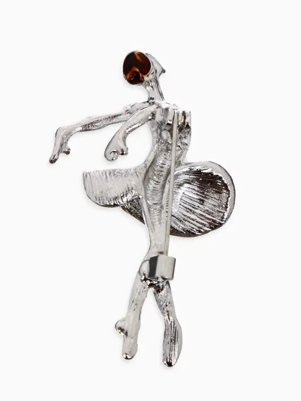 Брошь &laquo;Балерина&raquo;, в пуантах, белая в серебре