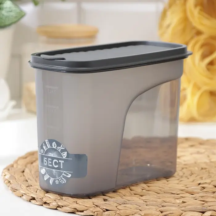 Ёмкость для сыпучих продуктов IDEA &laquo;Бест&raquo;, 1.5 л, 9.5&times;19&times;14 см, пластик, серая