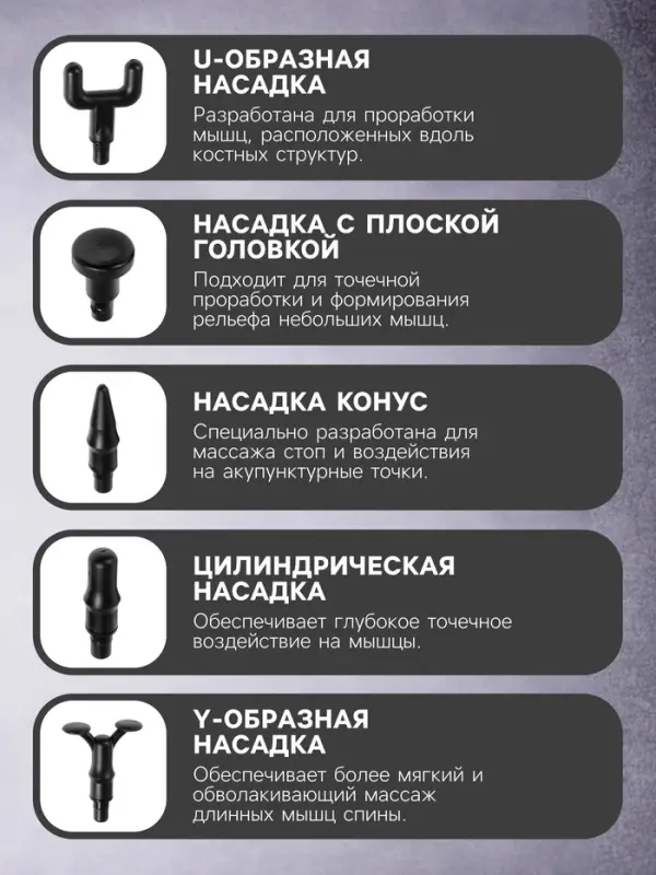 Массажёр для тела LEM-11, перкуссионный, 9 насадок, 9 режимов, чёрный