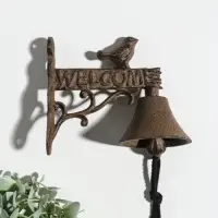 Колокол сувенирный чугун "Птица - Добро пожаловать" 13,5х16х8 см