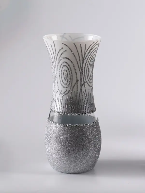 Ваза «Соблазн», волна, h=25.5 см, стекло, бело-серебристая Ваза «Соблазн», волна, h=25.5 см, стекло, бело-серебристая