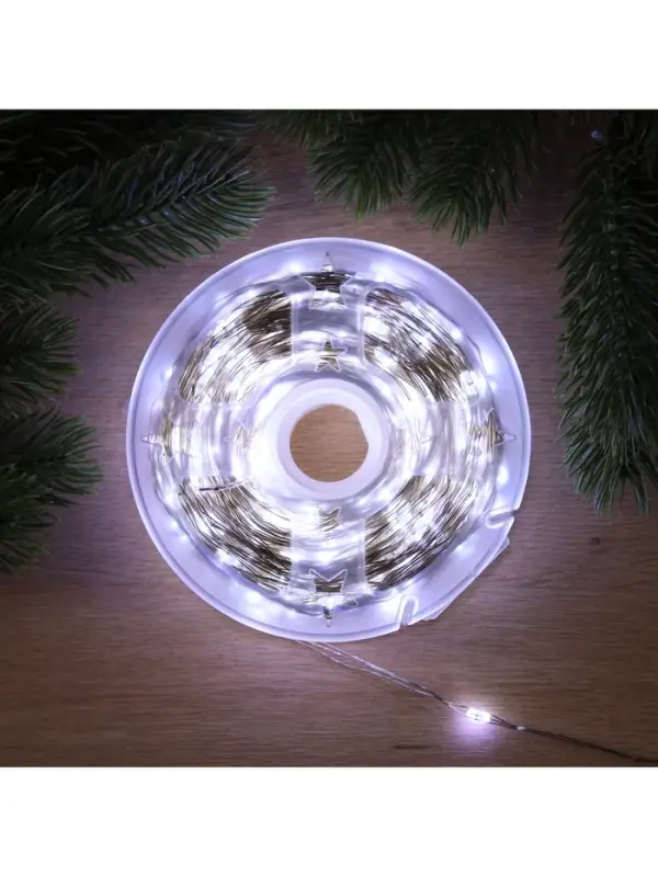 Гирлянда &laquo;Нить&raquo; 100 м роса, IP44, серебристая нить, 1000 LED, свечение белое, 18 В
