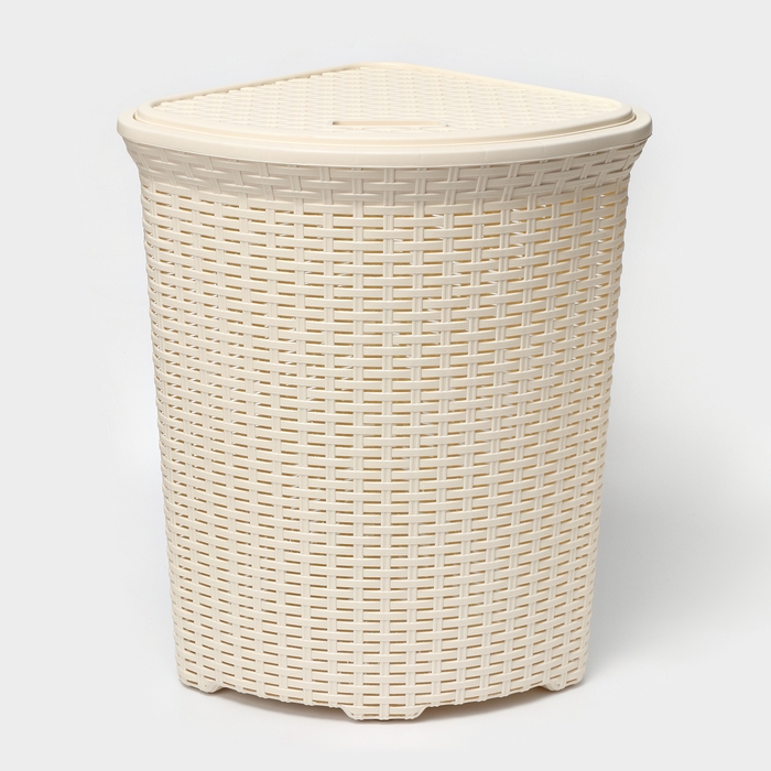 Корзина для белья угловая с крышкой «Ротанг», 60 л, 40×40×58 см, цвет слоновая кость Корзина для белья угловая с крышкой «Ротанг», 60 л, 40×40×58 см, цвет слоновая кость