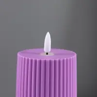 Светодиодная свеча, ночник LED RISALUX &laquo;Уют&raquo;, 3&times;ААА, сиреневый, 7.5&times;7.5&times;12.5 см