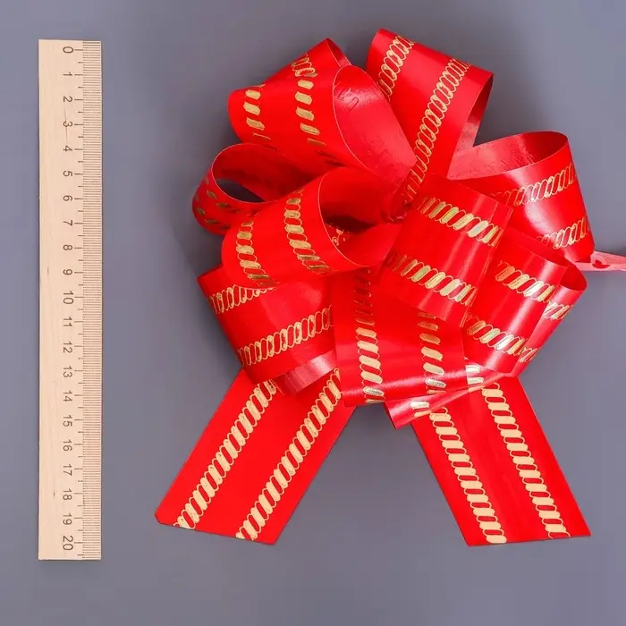 Подарочный бант - шар №5, красный, для упаковки подарков