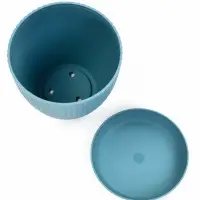 Горшок цветочный Ribbed, 15&times;15&times;13 см, 1.2 л, пластиковый, с поддоном, серо-голубой