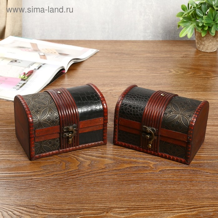 Шкатулка дерево состаренная Шкатулка дерево состаренная "Питон и медальон" сундучок МИКС 11х16х10,5 см