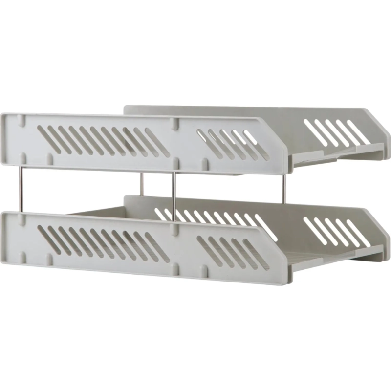 Лоток горизонтальный для бумаг Deli E9208 набор 2шт на металл.стерж серый