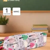 Пенал школьный &laquo;Париж&raquo;, на молнии, МИКС
